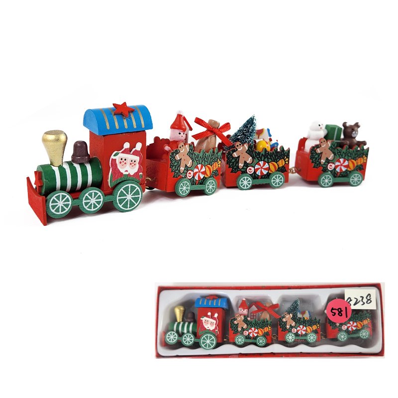 Wood Christmas Train 4piece 22.5x7.2x2.7cm