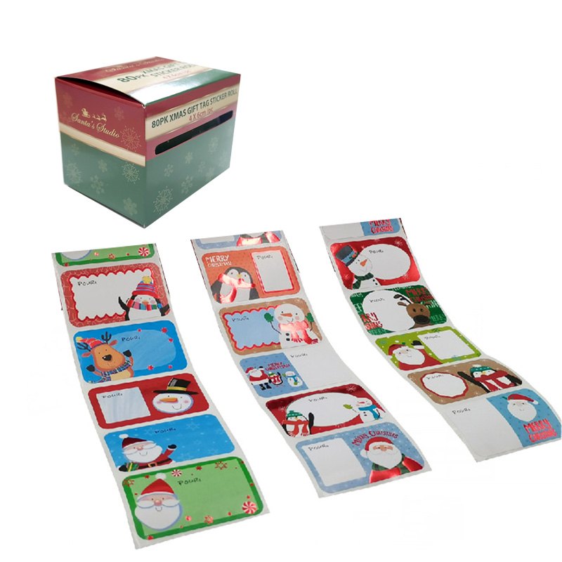 Christmas Gift Tag Sticker Roll 80pk 4x6cm/pc