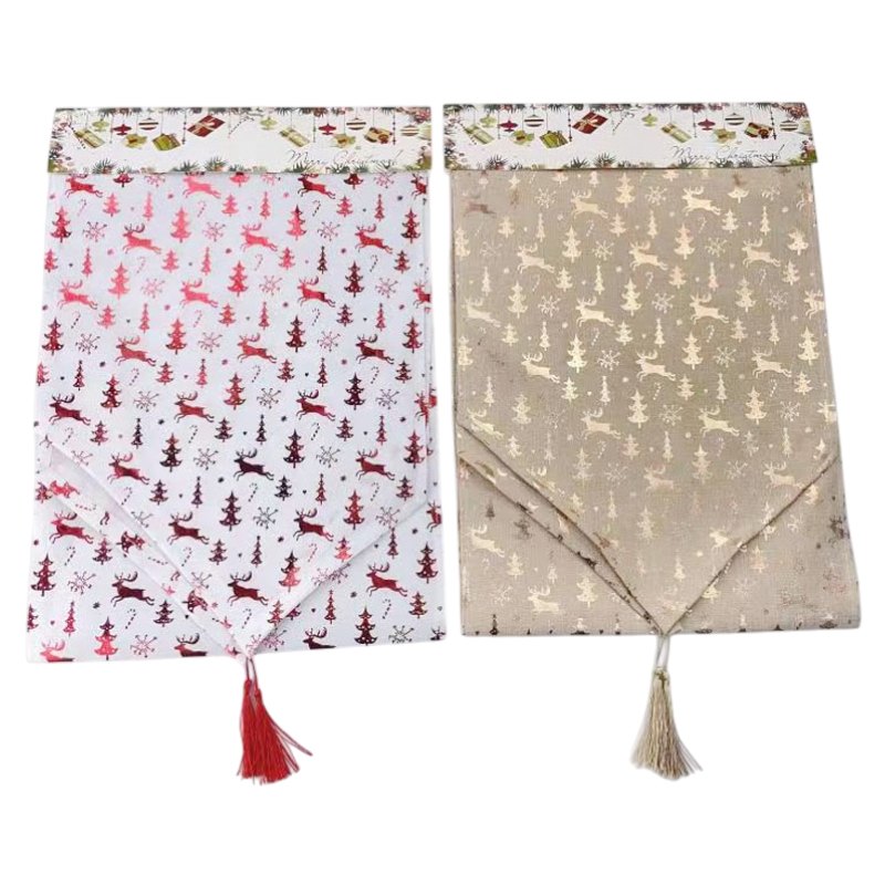 Christmas Table Runner Linen 34CM*1.8M 2 Assorted