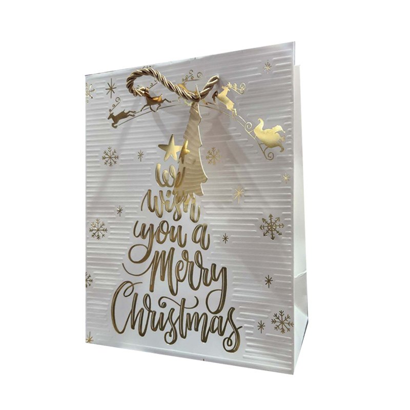 Christmas Gift Bag Embossed Gold Wish XL:33x45x12.7cm