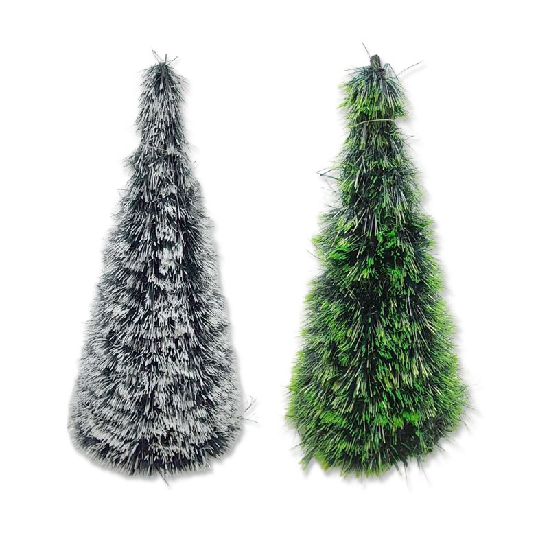 Christmas Tinsel Mini Tree 16x37cmH 2 Assorted