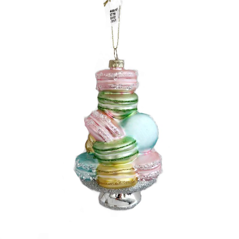 Christmas Glass Ornament Macaron 7.7x13.4cm