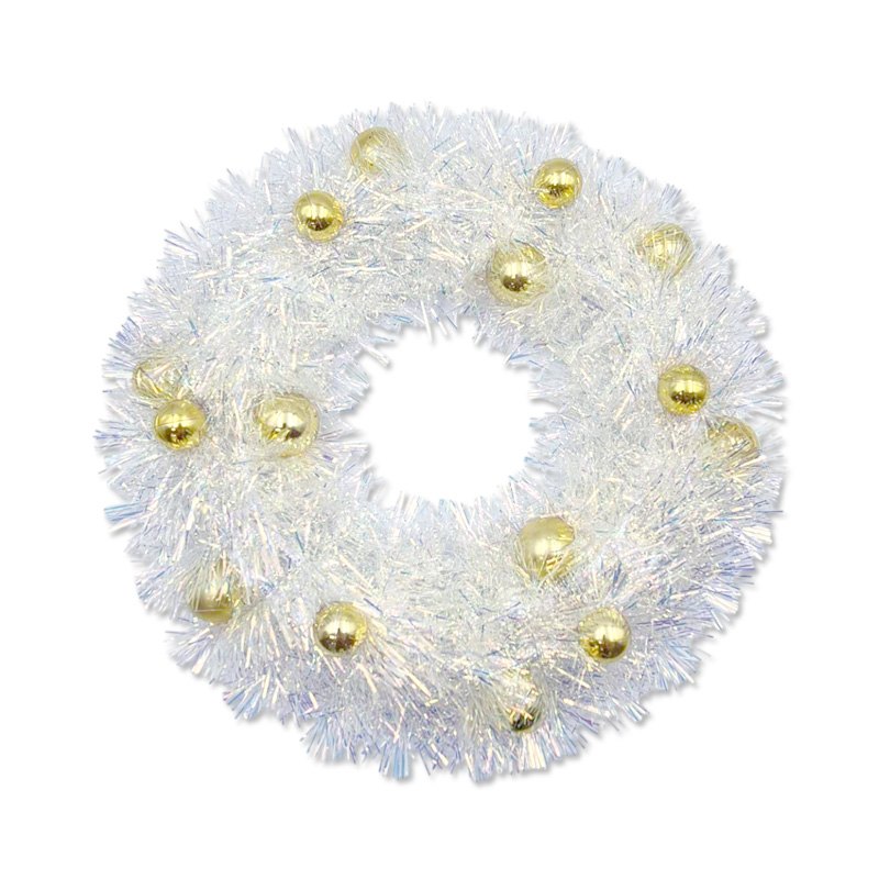 Christmas Tinsel Wreath with 15 Baubles 38cm Assorted Colours