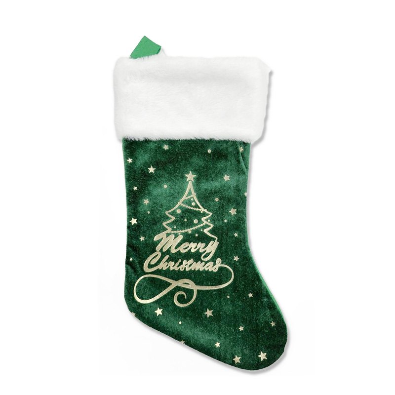 Christmas Stocking Velvet 45cm "Merry Christmas" Green