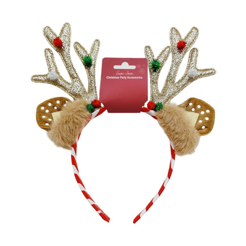 Christmas Headband Plush Deer Ear & Antlers