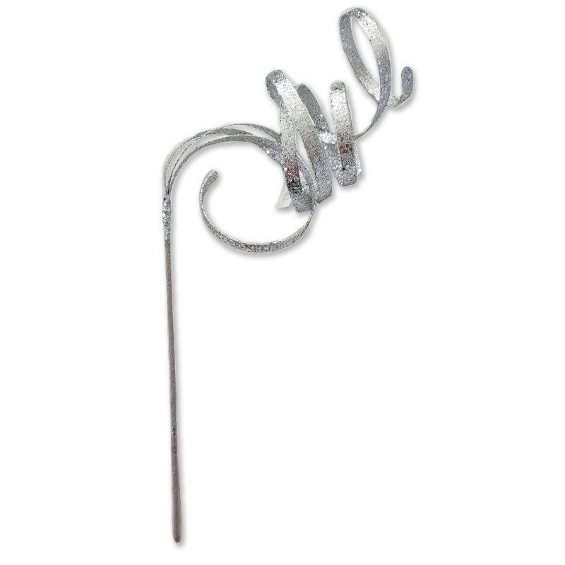 Christmas Glitter Curly Pick 113cm Silver