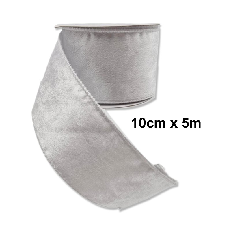 Christmas Ribbon Velvet 10cmx5m White