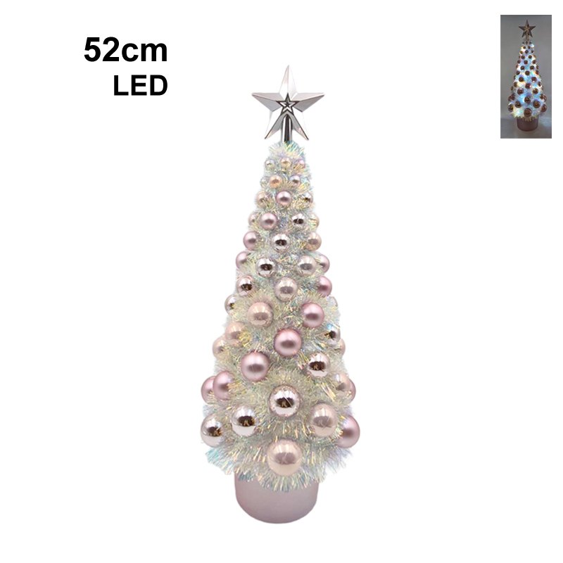 Christmas Tinsel Tree 52cm with Balls LED Iridescent
