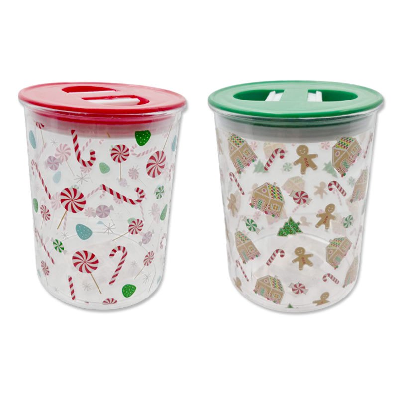 Christmas Container with Lids 2 Assorted 11x13.5cmH 1000ml