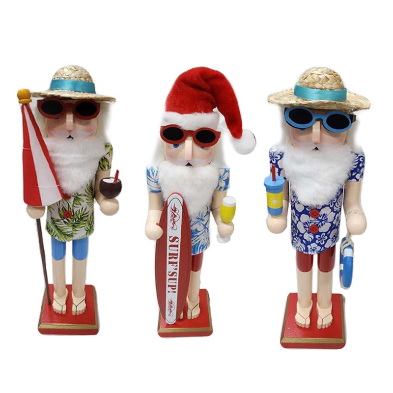 Christmas Wood Nutcracker 38cm Beach Shorts 3 Assorted