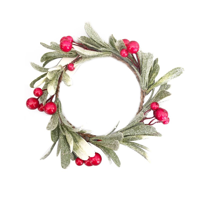 Christmas Mistletoe Red Berry Wreath 23cm
