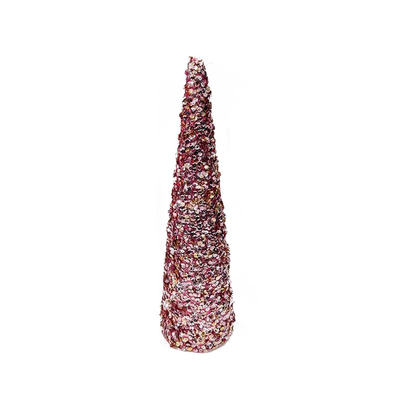 Christmas Frost Pink Sequin Cone Tree 12x41cm