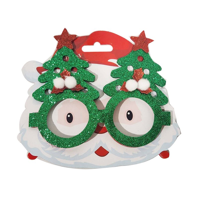 Christmas Glasses Glitter Trees Design