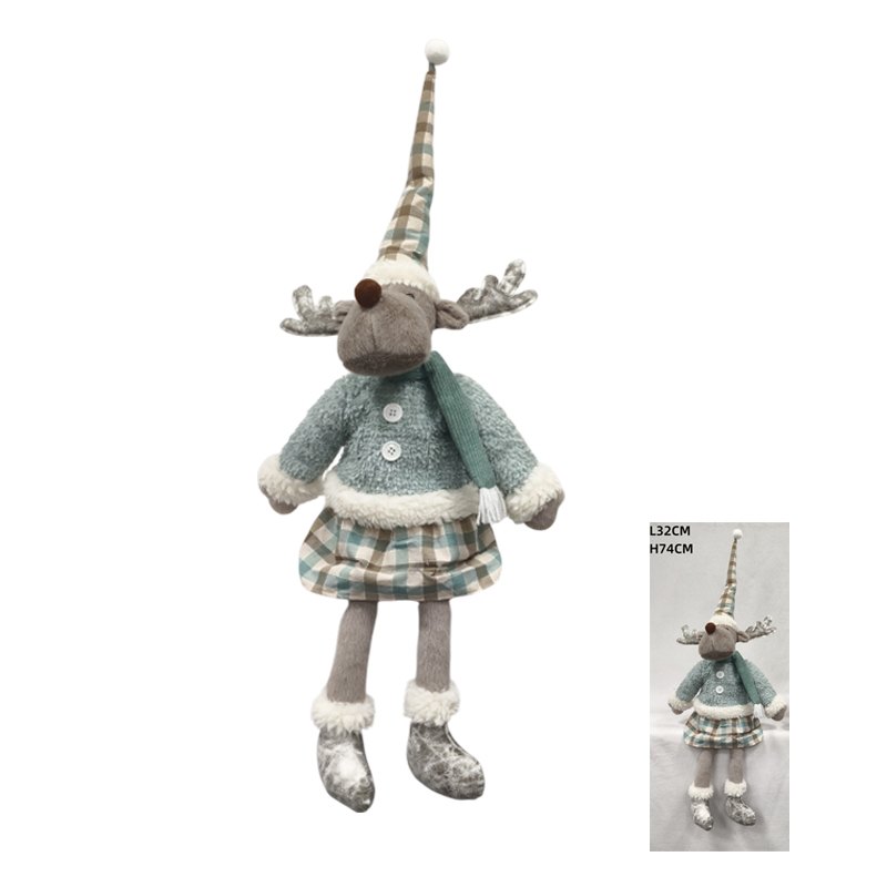 Christmas Plush Reindeer Blue 60cm Dangling Feet 25cm