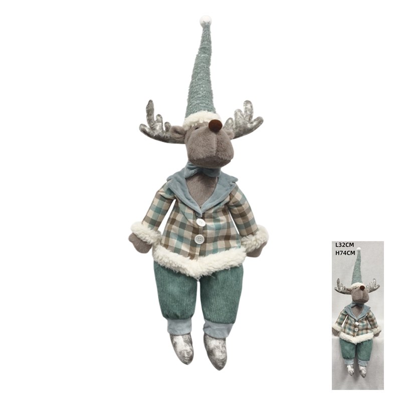 Christmas Plush Reindeer Blue 60cm Dangling Feet 25cm Male