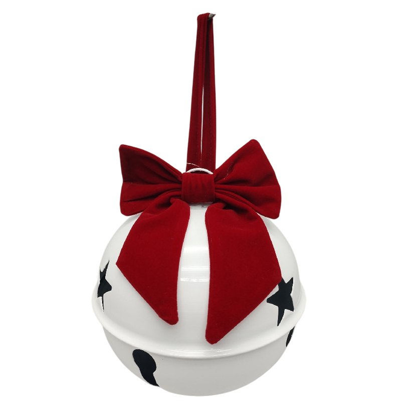 Christmas Bell Giant Round 18cm White with Bow