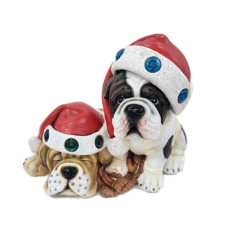 Resin Christmas Dogx2 24x19x18.5cm