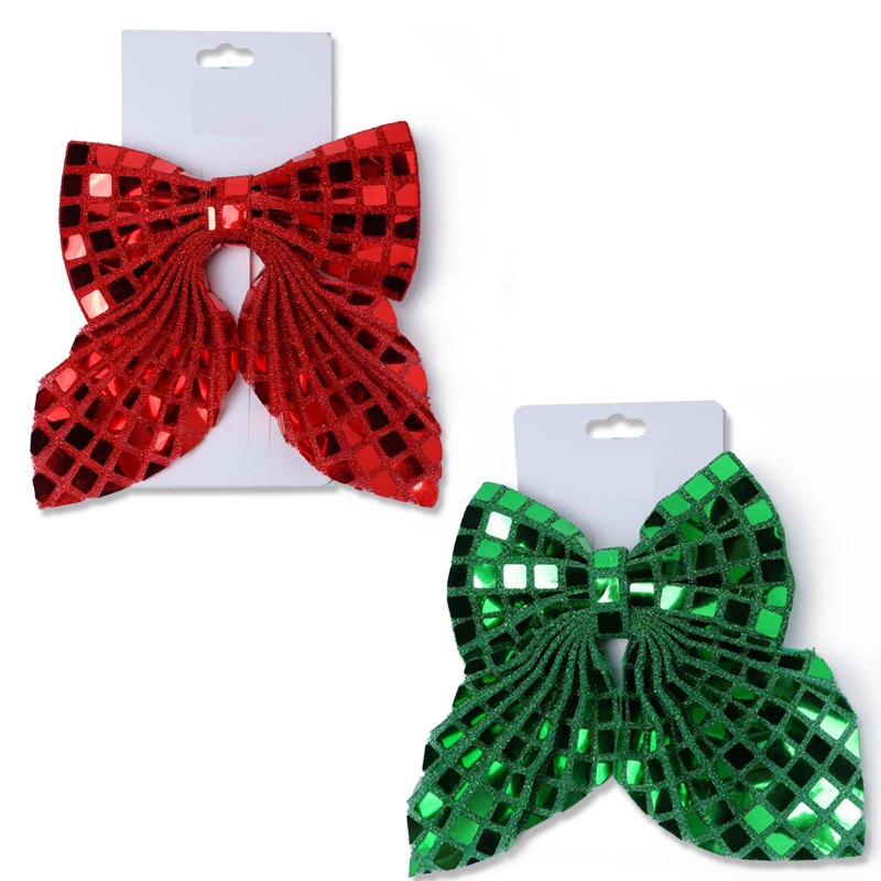 Christmas Hair Clip Sequin Bow Red & Green Assorted Colours