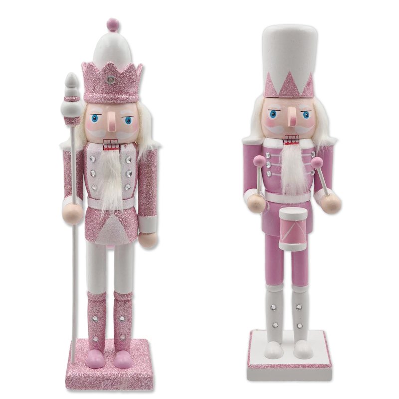 Christmas Wooden Nutcracker 7.5x6.5x30cm Pink 2 Assorted