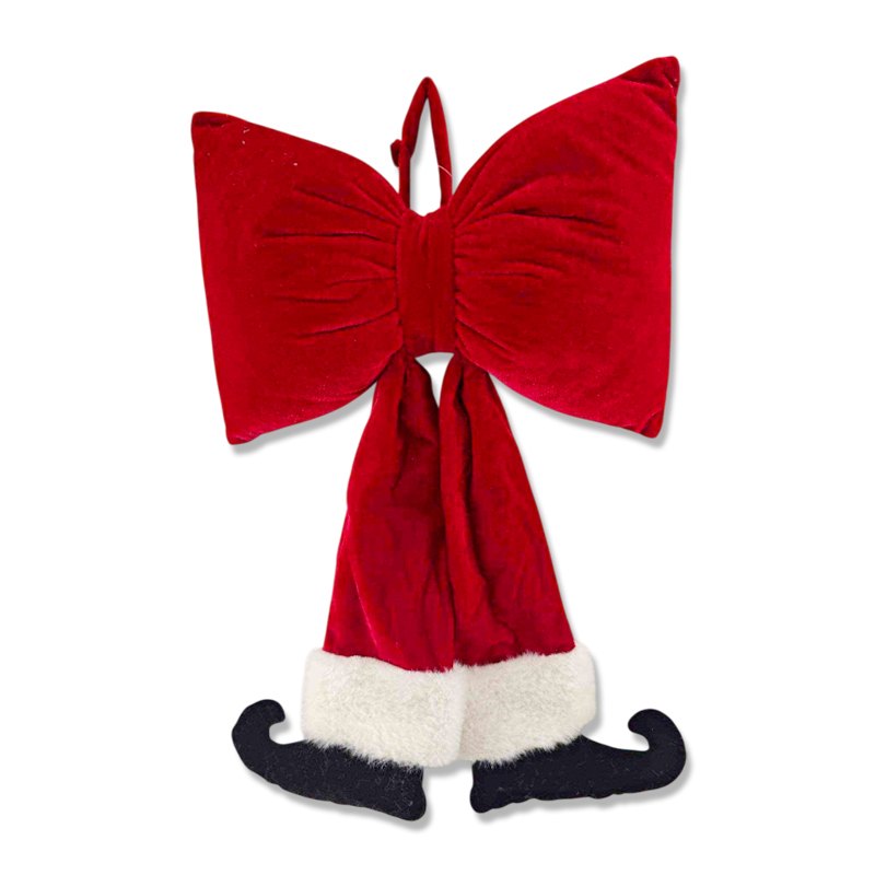 Christmas Bow Velvet with Elf Feet 37x25x18cm