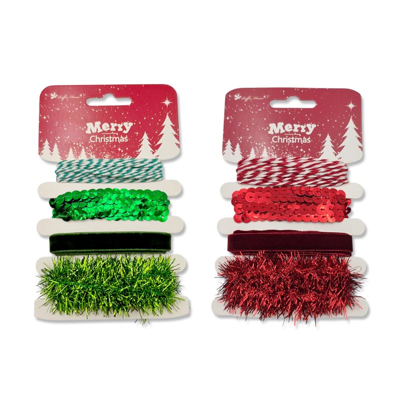 Christmas Strings Cotton 3m+Sequin 1m+Velvet 1m+Tinsel String 1m
