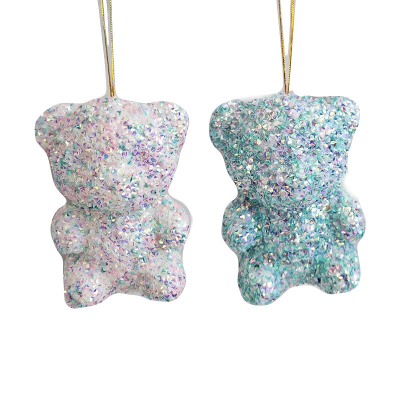 Christmas Glitter/Sequin Bear 11x8cm