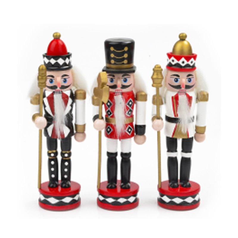 Christmas Wood Nutcracker 3.5x3.2x14cm 3 Assorted