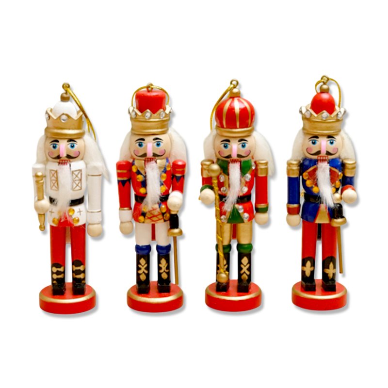 Christmas Wood Nutcracker 3.5x3*12.5cm 4 Assorted