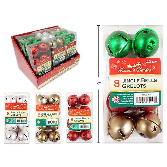 Christmas Bells 8pk PVC Box Assorted