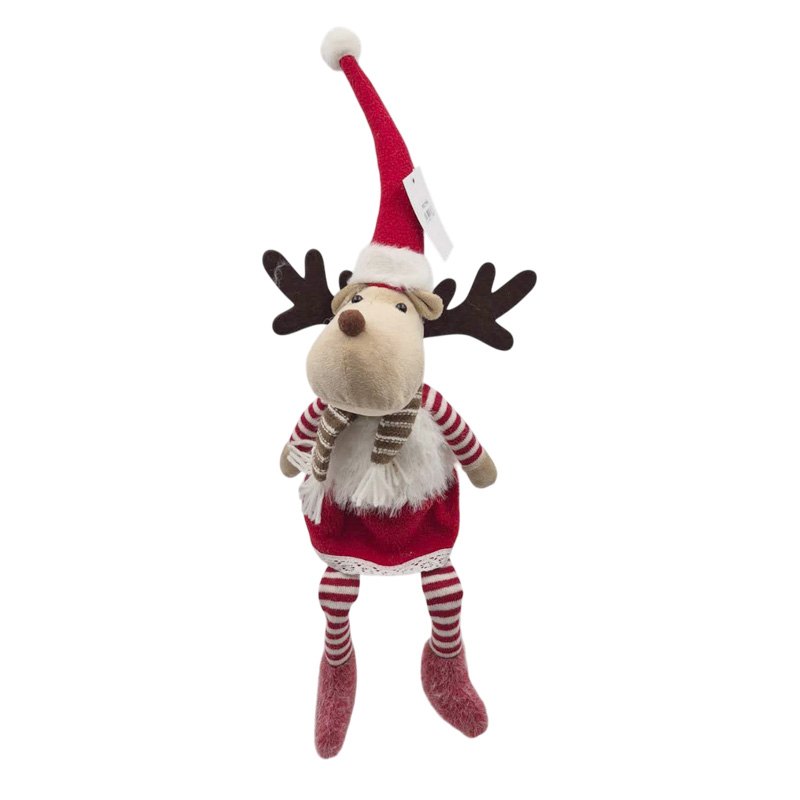 Plush Christmas Reindeer Girl Dangling Feet 15x12x59cm
