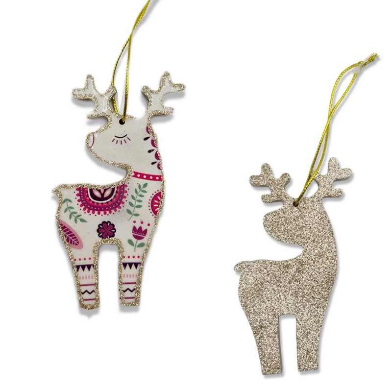 Wooden Hanging Christmas Reindeer 10cm