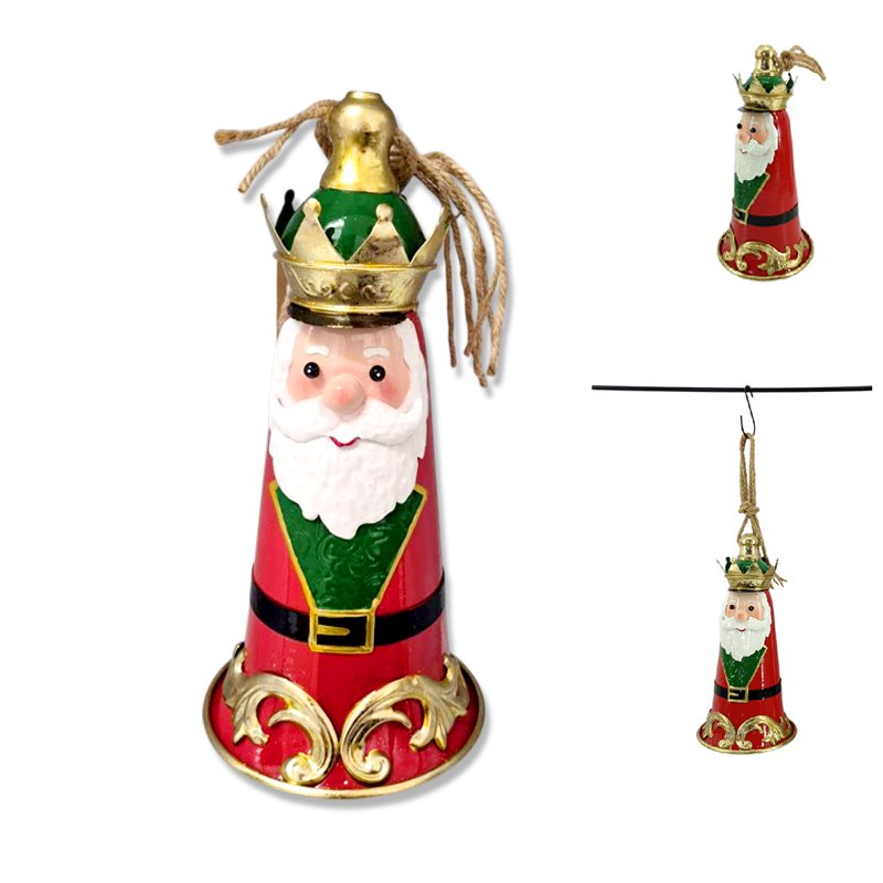 Metal Christmas Bell Santa/Snowman Face Dsn 12.8x25.5cm