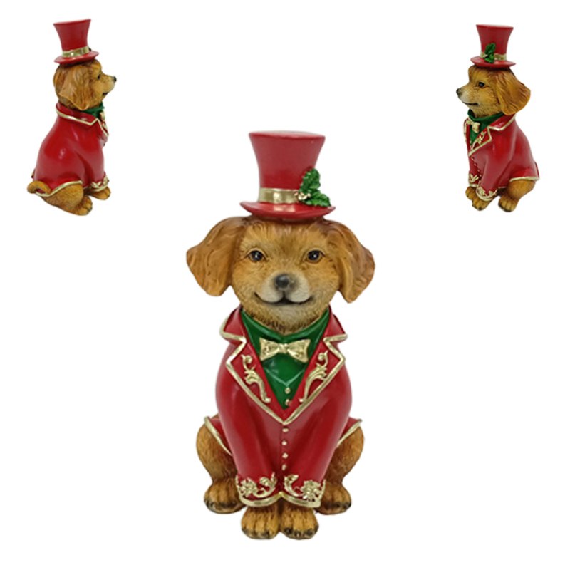Resin Christmas Dog 9.3x10x20cm