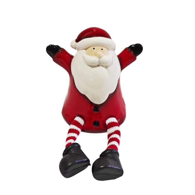 Christmas Porcelain Santa with Dangling Leg 9.6x6.6x9.3cm