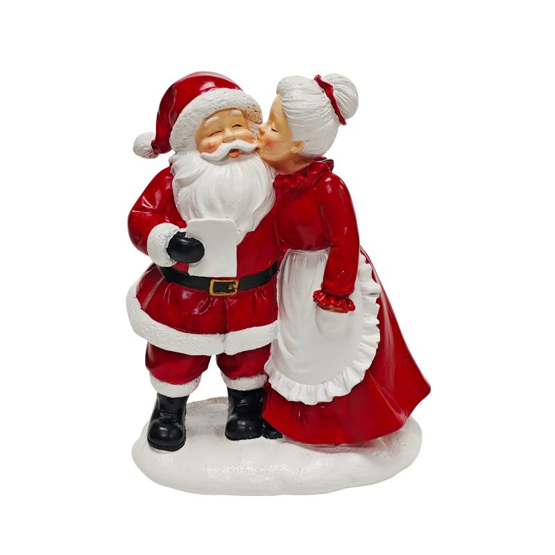 Christmas Poly Mr. & Mrs Santa Kissing 16x9.7x20cm