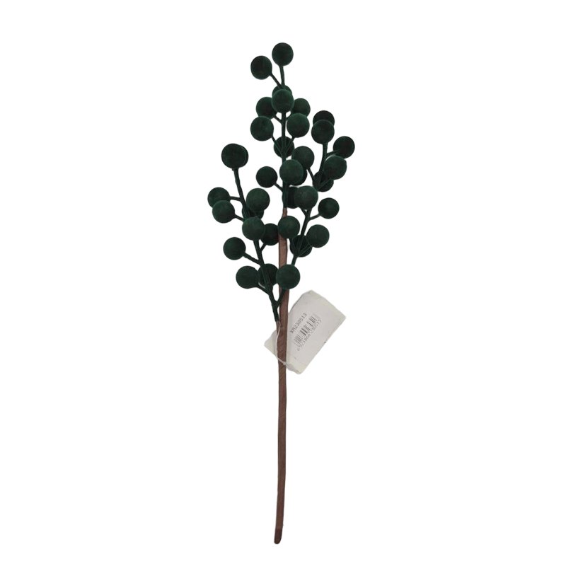 Christmas Flocked Berry Pick 30cm Green