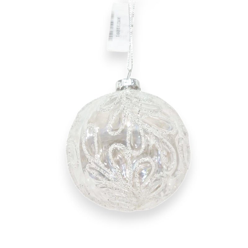 Christmas Glass Bauble White 8cm