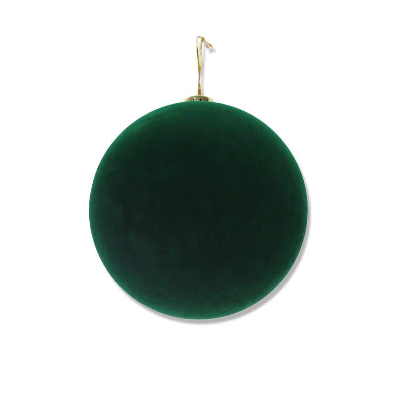 Christmas Bauble Flocked 15cm Green