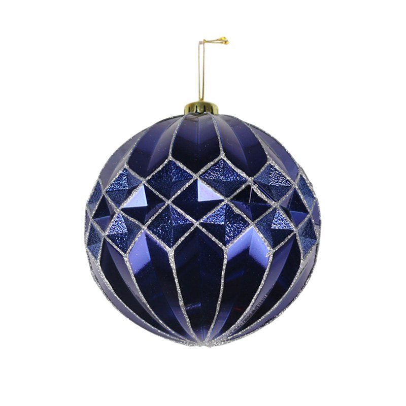 Christmas Bauble Shiny Diamond Dsn 15cm Blue