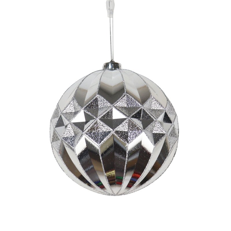 Christmas Bauble Shiny Diamond Dsn 15cm Silver
