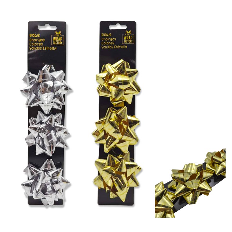 Christmas Gift Bow 3pk 4in/10cm 18-Loops Iridescent
