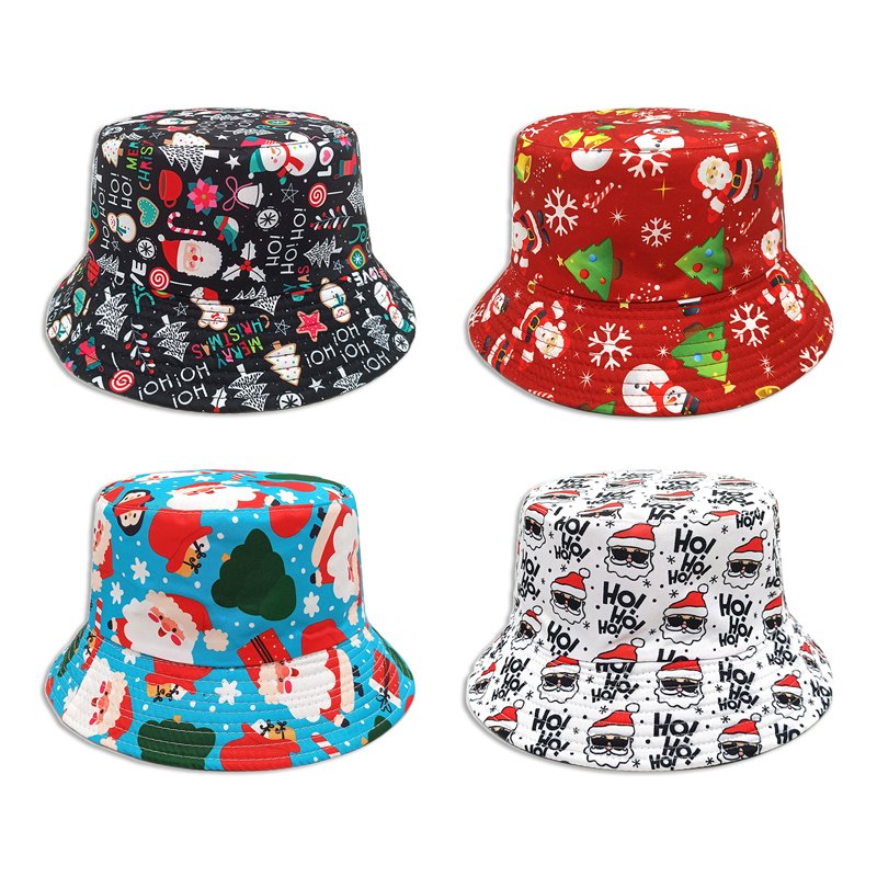 Christmas Hat Bucket Shape Adult Size 4 Assorted