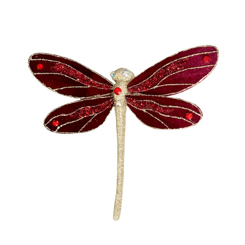 Christmas Dragonfly 24x22x5cm Burgundy