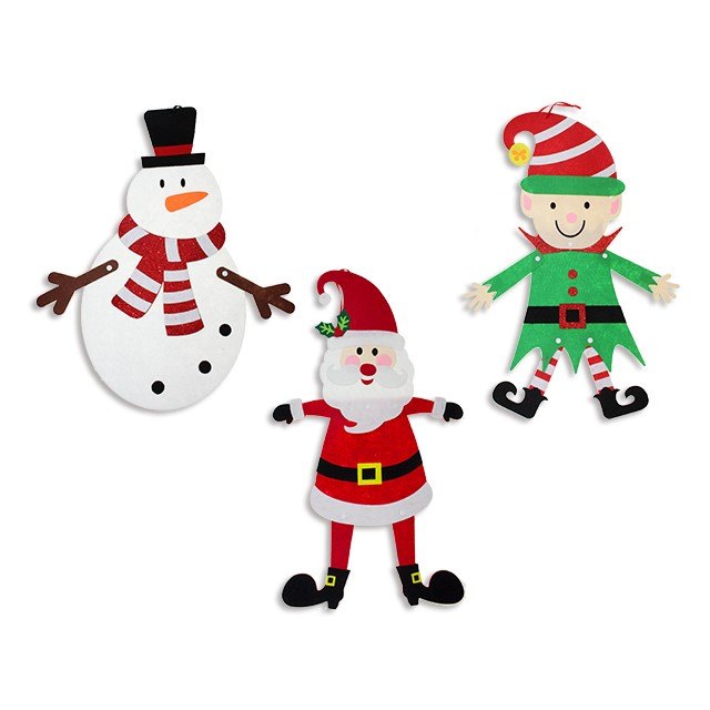 Christmas Hanging Felt Jointed Ornament 3 Assorted