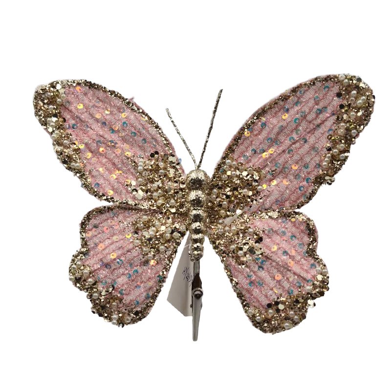 Christmas Butterfly Clip 16x15cm Pink