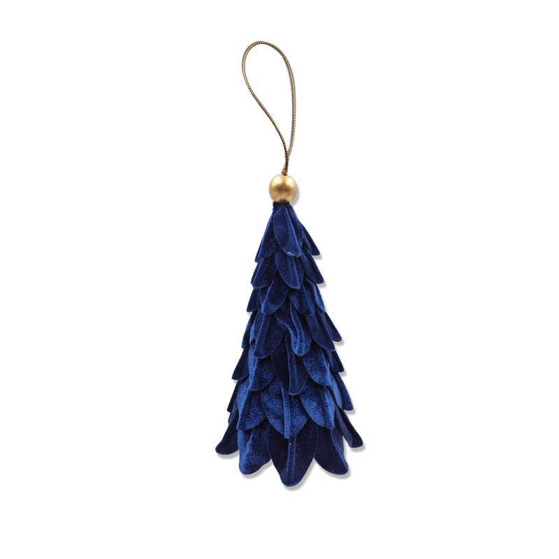 Velvet Christmas Tree 8x14cm Hanging Blue