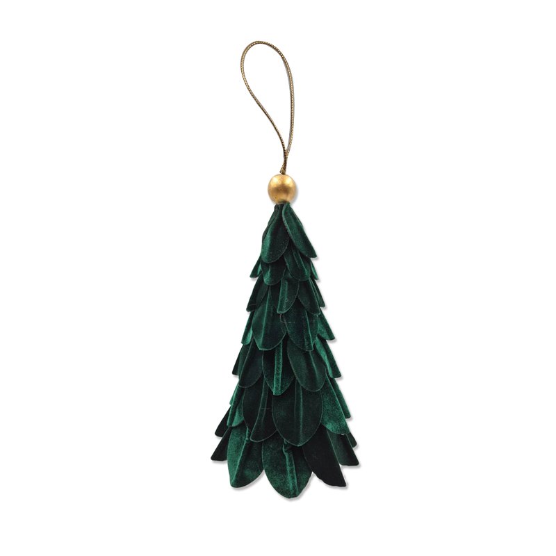 Velvet Christmas Tree 8x14cm Hanging Green