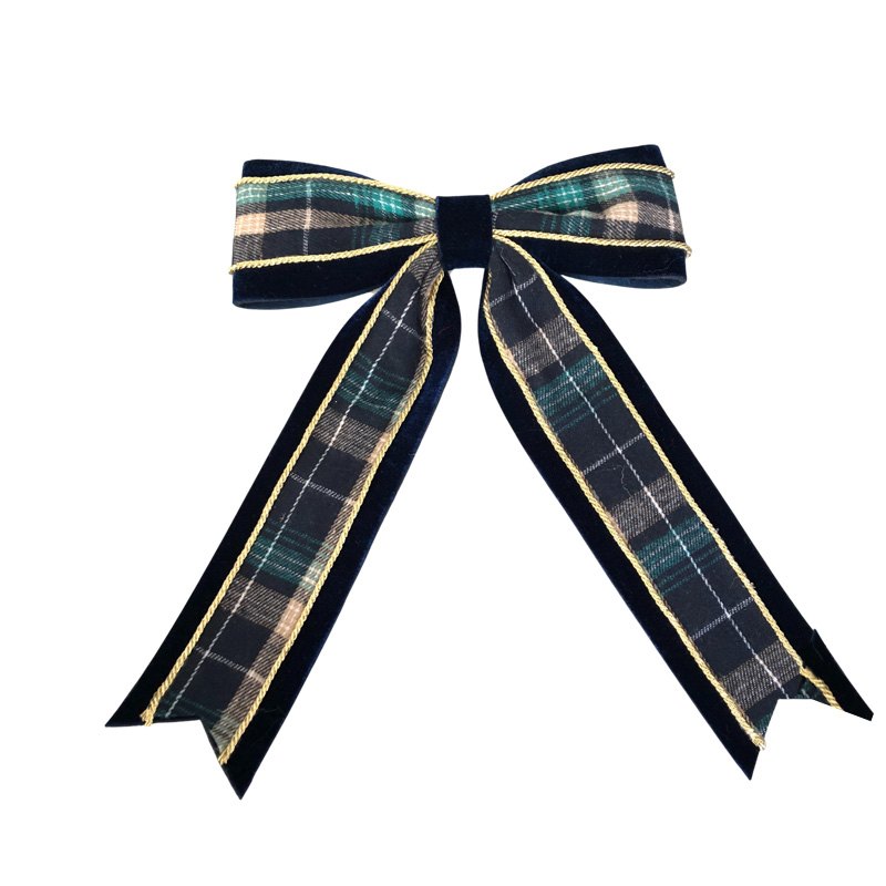 Christmas Velvet+Targan Bow 20x29cm Blue
