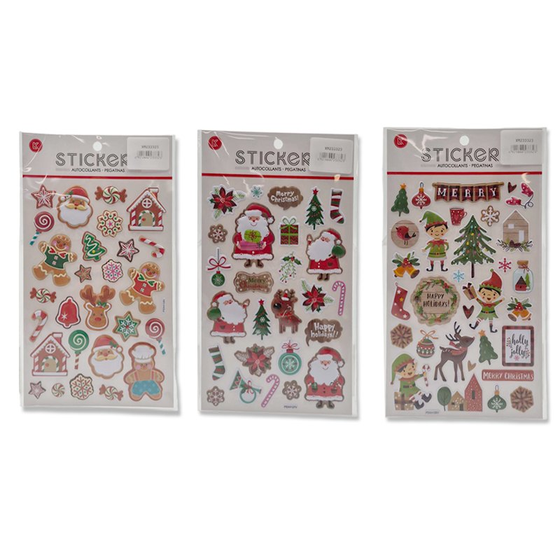 Christmas Stickers Pop-Up 20.8x14cm 3 Assorted