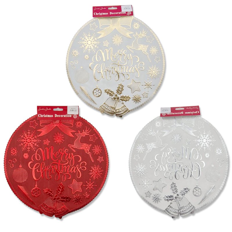 Christmas Placemat PVC Round 38cm 3 Assorted